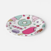振りかけるアイスクリームとケーキ誕生日 ペーパープレート (アングル)