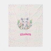 振りかけるゾウの女の子ボホフローラデコール名 フリースブランケット (正面)