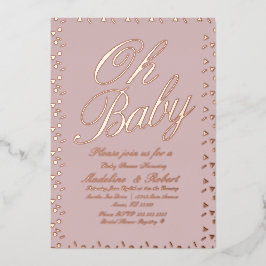 振りかけるドット紙吹雪赤ちゃんシャワーピンク押し 箔招待状