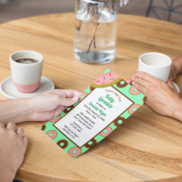 振りかけるドナツミントグリーンレトロベビーふりかける 招待状