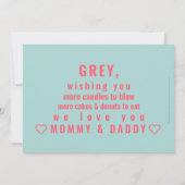 振りかけるドーナツお誕生日ケーキ2フラットグリーティングカード (裏面)