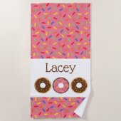 振りかけるドーナツパーソナライズされたビーチタオル ビーチタオル (正面)