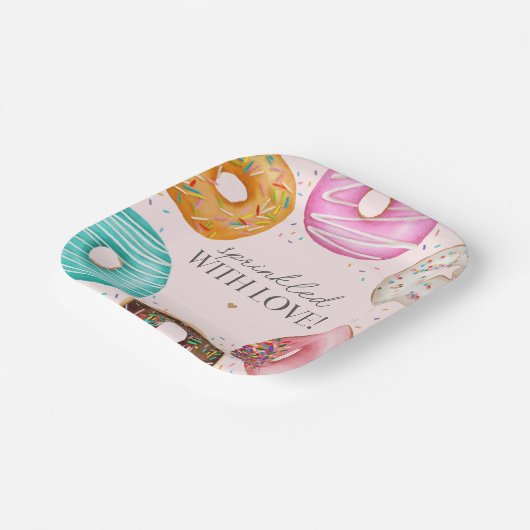 振りかけるドーナツベビー振りかけるパーティーテーブルデコール ペーパープレート (傾斜あり)