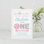 振りかけるドーナツ型ホイルバルーン1st誕生日パーティー 招待状 (スタンド正面)