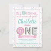 振りかけるドーナツ型ホイルバルーン1st誕生日パーティー 招待状 (正面)