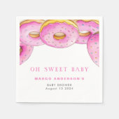 振りかけるドーナツ水彩ピンク赤ちゃんシャワー スタンダードカクテルナプキン (正面)