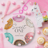 振りかけるドーナツ甘い1歳の誕生日パーティー ペーパープレート (パーティー)