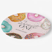 振りかけるドーナツ甘い1歳の誕生日パーティー ペーパープレート (アングル)