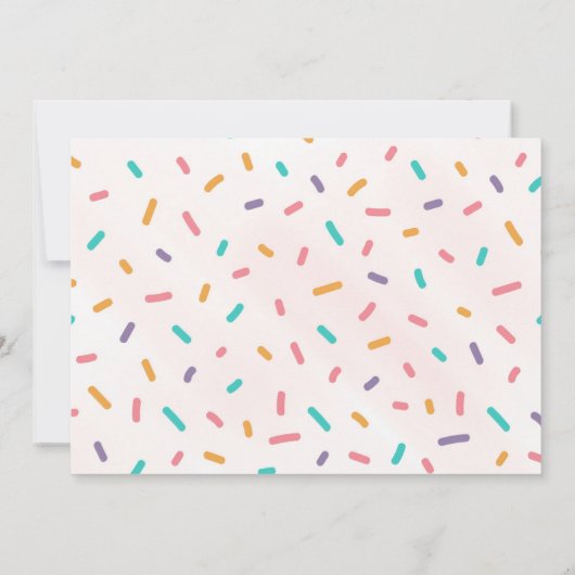 振りかけるドーナツ甘い1歳の誕生日パーティー 招待状 (裏面)