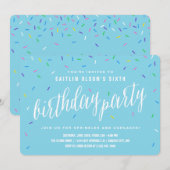 振りかけるバースデーパーティ招待状 |青 招待状 (正面/裏面)