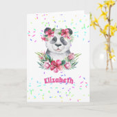 振りかけるパンダベアーピンクボホ花女の子の名前 カード (黄色い花)