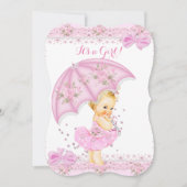 振りかけるブロンド赤ちゃんシャワーガールピンク 招待状 (正面)