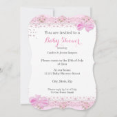 振りかけるブロンド赤ちゃんシャワーガールピンク 招待状 (裏面)