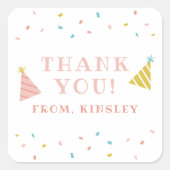 振りかける子供の誕生日パーティーありがとう スクエアシール (正面)