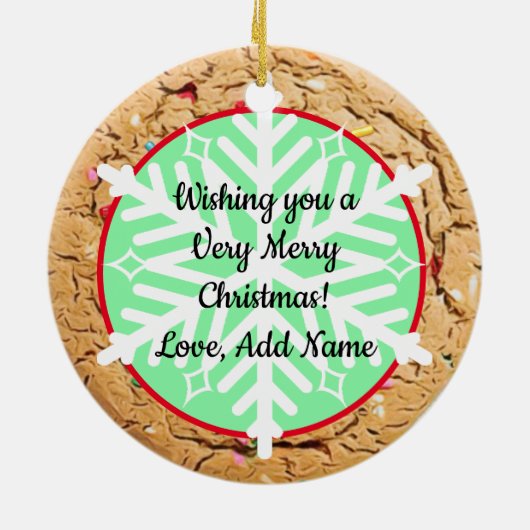 振りかける砂糖クッキー現実的な食べ物クリスマス セラミックオーナメント (裏面)