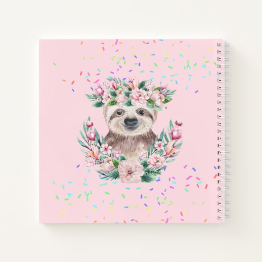 振りかけるSLOTH Bohoガールズピンクの花ギフトカワイイ ノートブック (裏面)