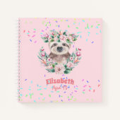 振りかけるSLOTH Bohoガールズピンクの花ギフトカワイイ ノートブック (正面)
