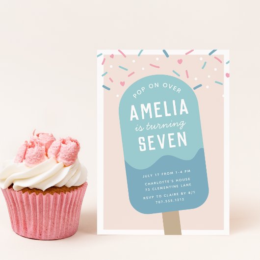 振りポップ・アートのかける |キッズアイスクリーム誕生日パーティー 招待状