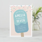 振りポップ・アートのかける |キッズアイスクリーム誕生日パーティー 招待状 (スタンド正面)