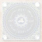 振り子板チャート占いゲーム天使ブルー ガラスコースター (裏面)