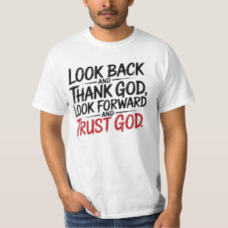 振り返って神感謝してい、クリスチャンことわざ Tシャツ