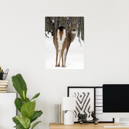 振り返って鹿 ポスター (ホームオフィス)