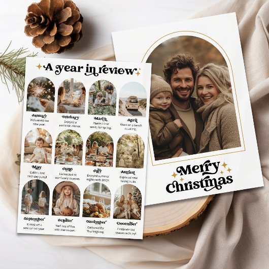 振り返り一年の写真コラージュ クリスマスおめでとう シーズンカード