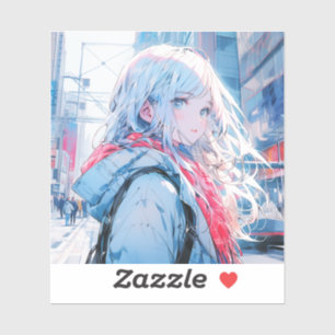 振り返り銀髪美人 東京娘 GenerativeAI Seal シール