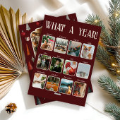振り返り 今年もありがとう ワインレッド フォトコラージュ シーズンカード