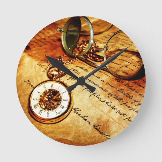 振り返る ラウンド壁時計 (正面)