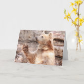 振るくまの挨拶状こんにちは カード (黄色い花)