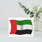 振るアラブ首長国連邦の旗 ポストカード (スタンド正面)
