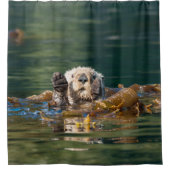 振るラッコ シャワーカーテン (正面)