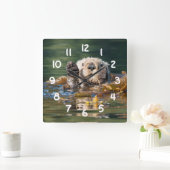 振るラッコ スクエア壁時計 (ホーム)