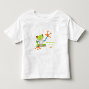 振る目が赤いアマガエルの幼児のワイシャツ トドラーTシャツ