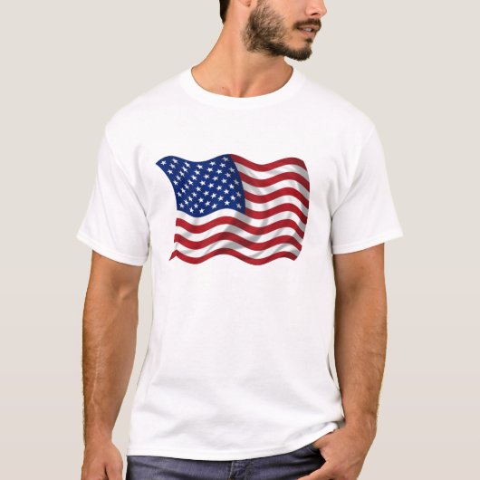 振る米国の米国旗 Tシャツ (正面)