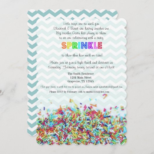 振カラフルりかける山のベビー招待状 招待状 (正面/裏面)