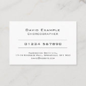 振付家の立会者の写真 名刺 (裏面)