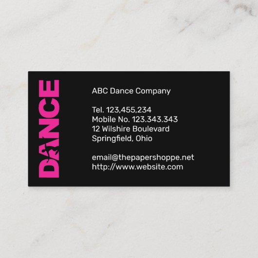 振付師プロフェッショナル名刺 名刺 (裏面)