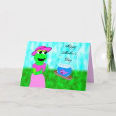 振動カエル、母の日 カード (正面)