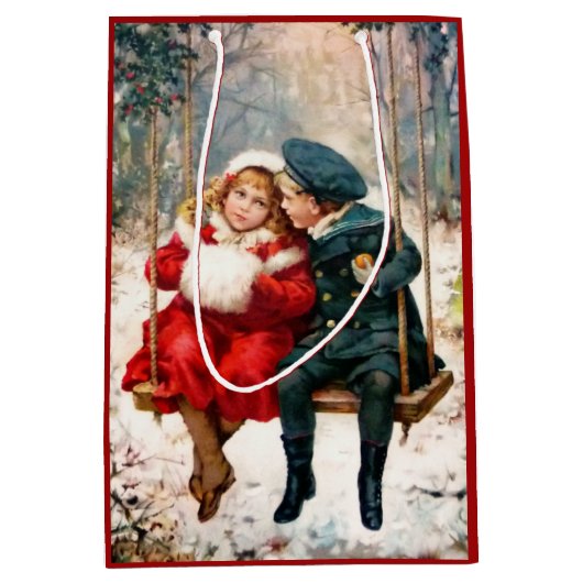 振動ギフトバッグのヴィンテージのビクトリアンな子供 ミディアムペーパーバッグ (正面)