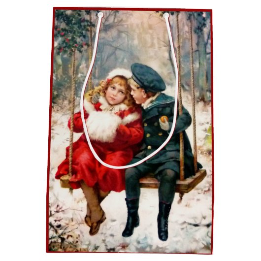 振動ギフトバッグのヴィンテージのビクトリアンな子供 ミディアムペーパーバッグ (裏面)