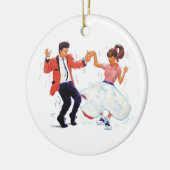 振動ダンサーのプードルのスカート及びサドルシューズ セラミックオーナメント (左)