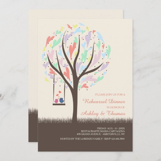 振動パステルの招待状の仲の良い恋人同士 招待状 (正面/裏面)