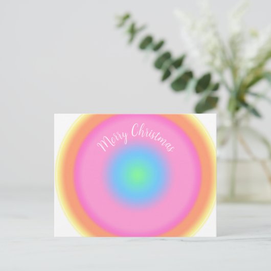 振動前向き – 放射カラフル勾配 シーズンポストカード (スタンド正面)