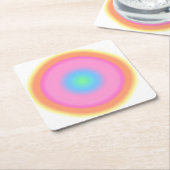 振動前向き – 放射カラフル勾配 スクエアペーパーコースター (アングル)