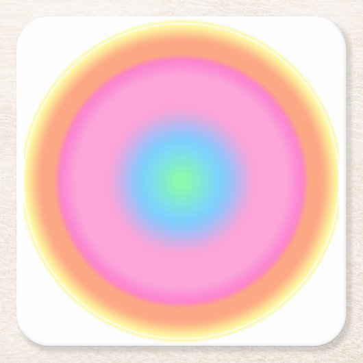 振動前向き – 放射カラフル勾配 スクエアペーパーコースター (正面)