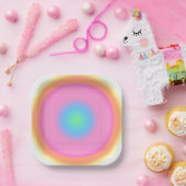 振動前向き – 放射カラフル勾配 ペーパープレート (パーティー)