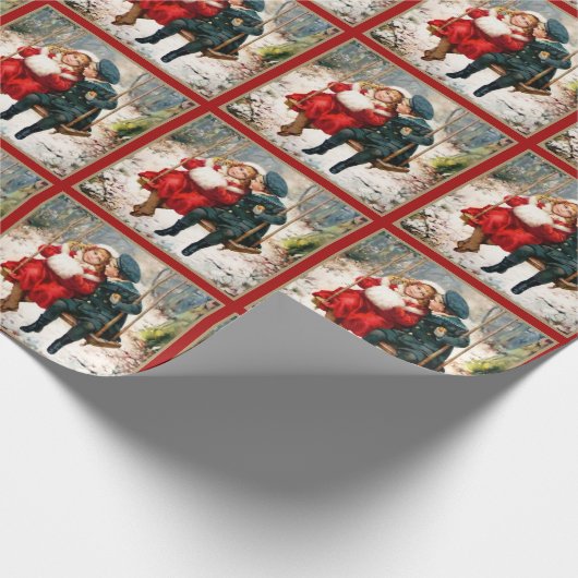 振動包装紙のヴィンテージのビクトリアンな子供 ラッピングペーパー (角)