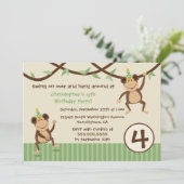 振動猿の男の子の誕生日のパーティの招待状 招待状 (スタンド正面)